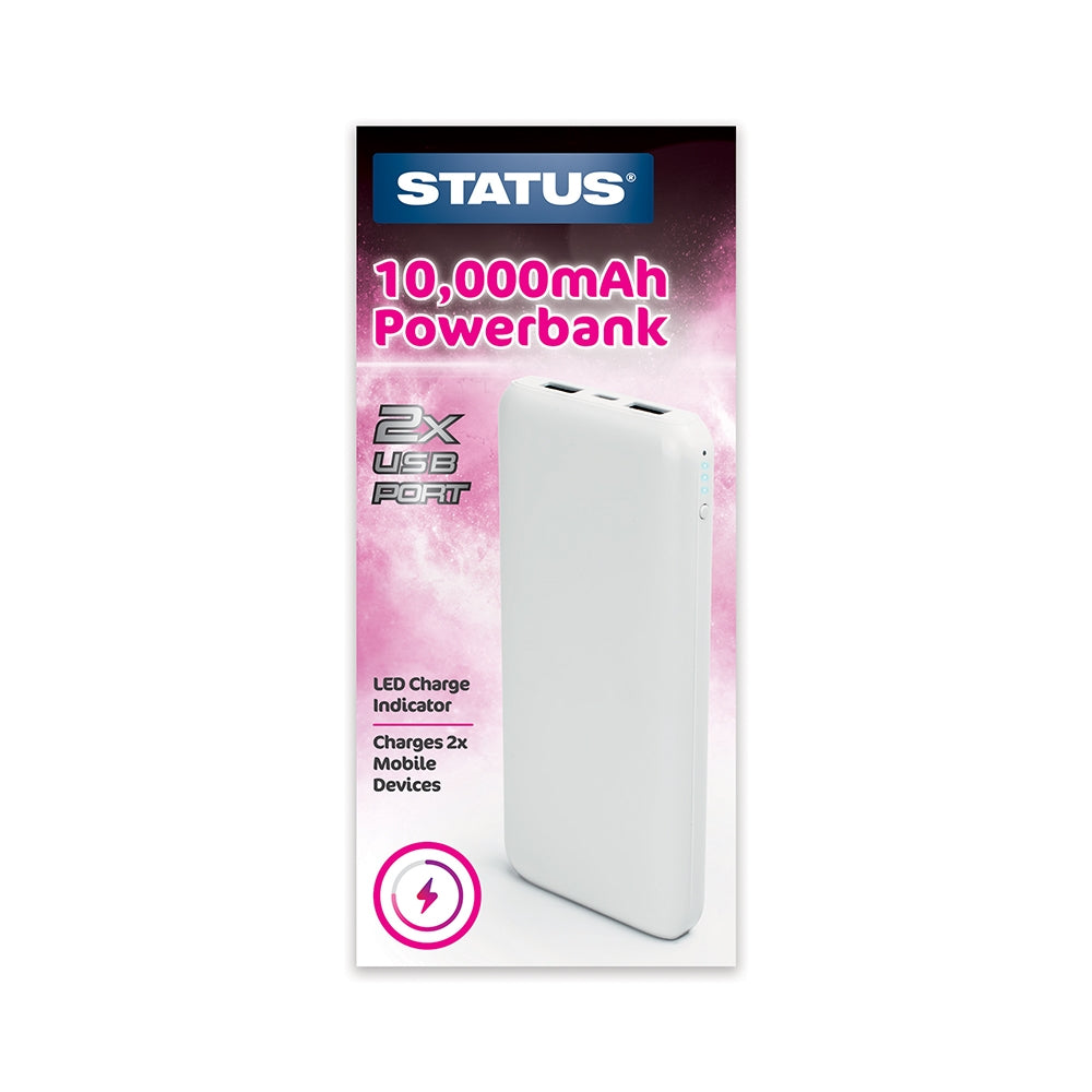 Powerbank 10000 MAH 2 USB ports White Pack Quantity: 1 Pack